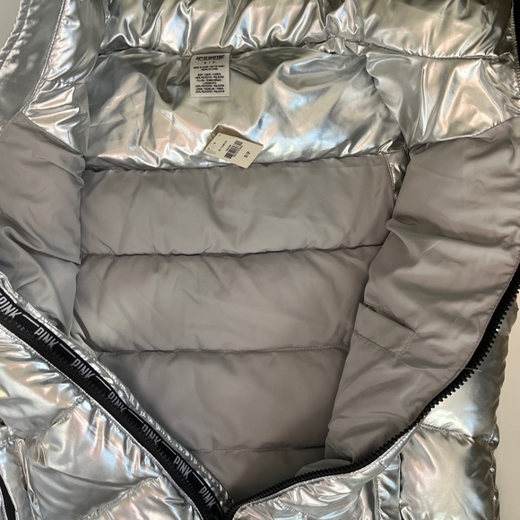 Victoria’s Secret PINK LIMITED EDITION SILVER PUFFER VEST Size Small NWT - Picture 7 of 13